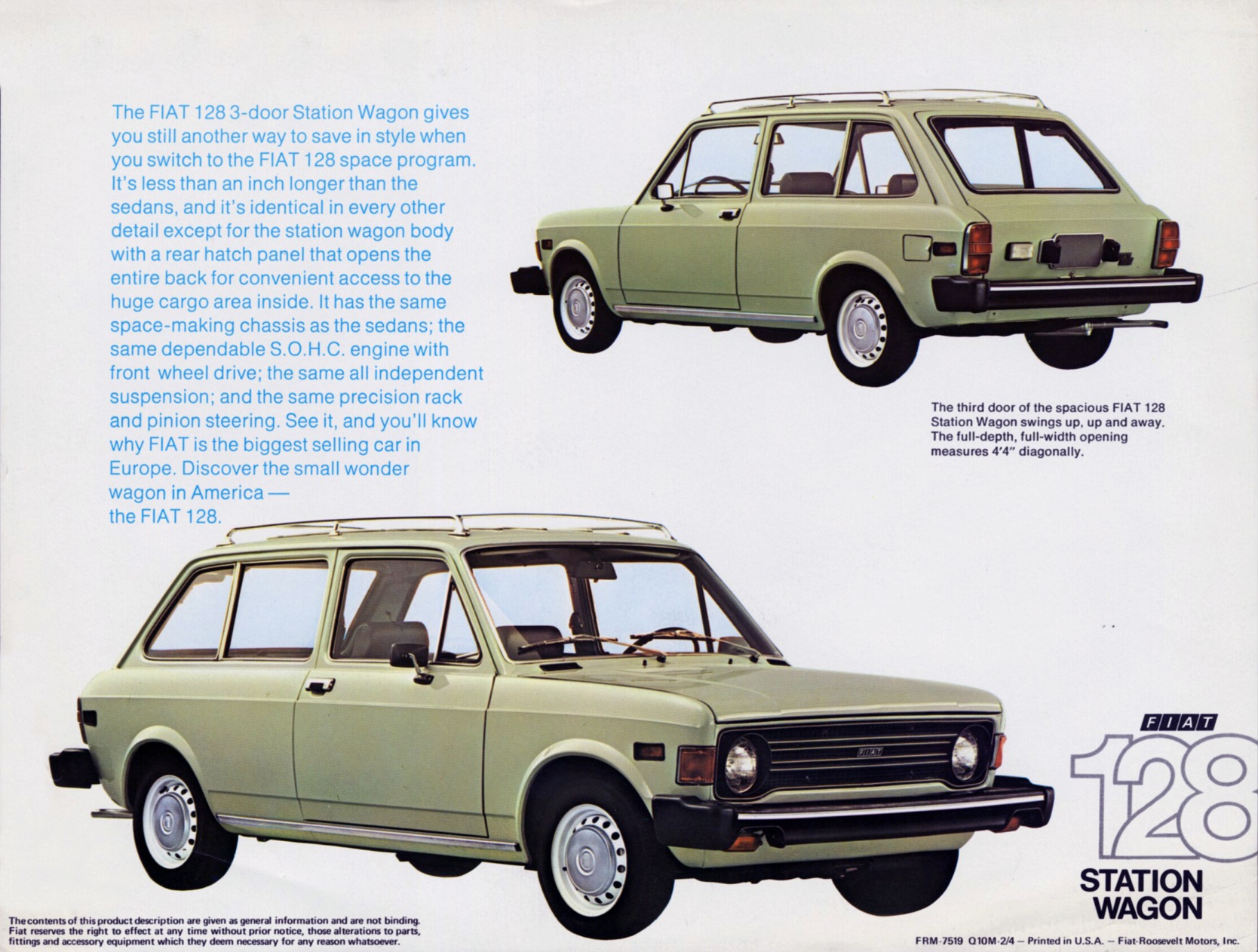1974 Fiat 128 SW Brochure Page 2